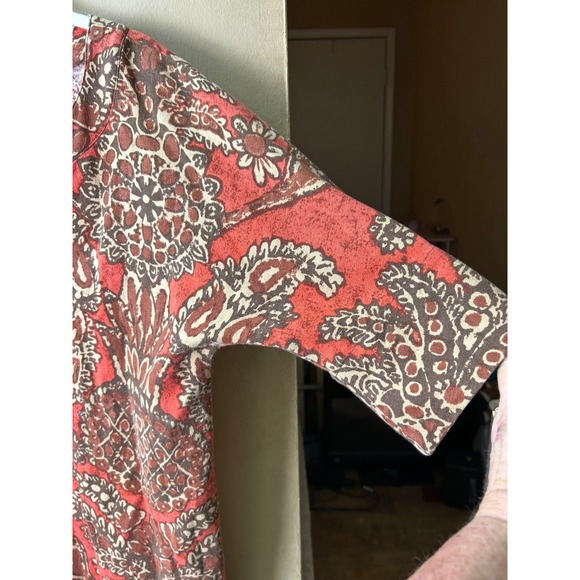 Talbots Paisley Print Dress 3/4 Sleeve Orange Brown Beige Size 8 - Picture 4 of 7